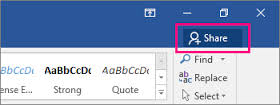 Microsoft Word Online Share Button