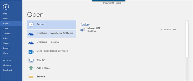 Open Cloud Documents directly from Microsoft Word 2016