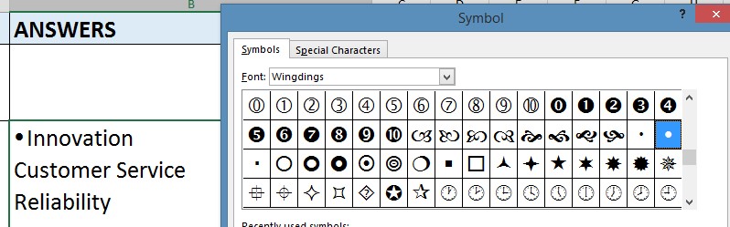 Excel Bullets Image 1