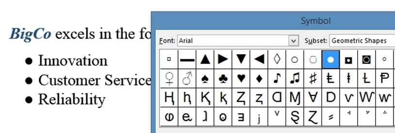 Excel Bullets Image 7