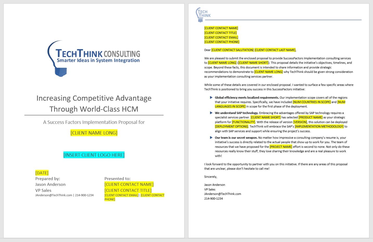 PDQ can act as a master proposal template PDQs – ‘Proposals Done Quickly’