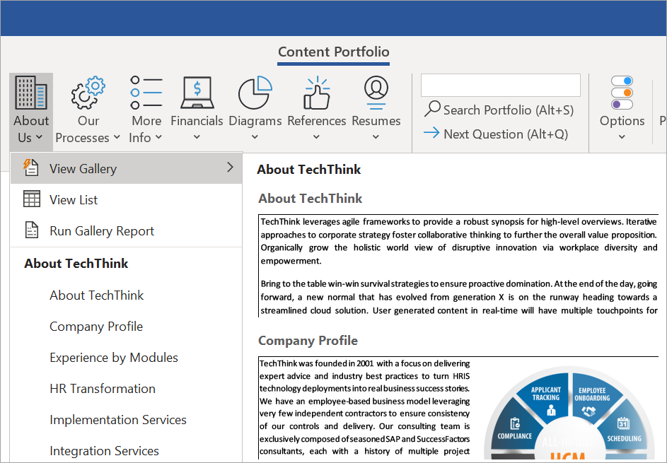 Fast Response to RFP with pre-formatted content ready to go