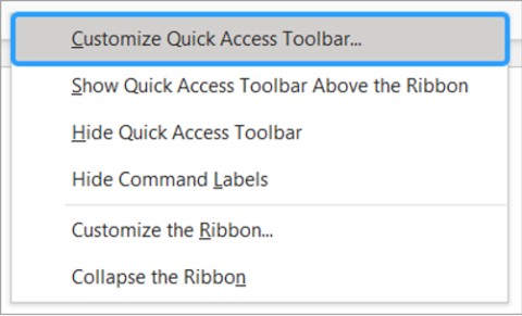 Customize the Quick Access Toolbar in Microsoft Word
