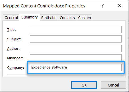 Mapped Content Controls Properties